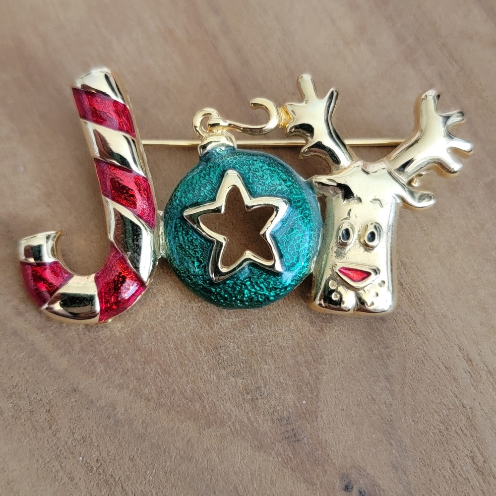 Vintage DANECRAFT "Joy"  Christmas Brooch